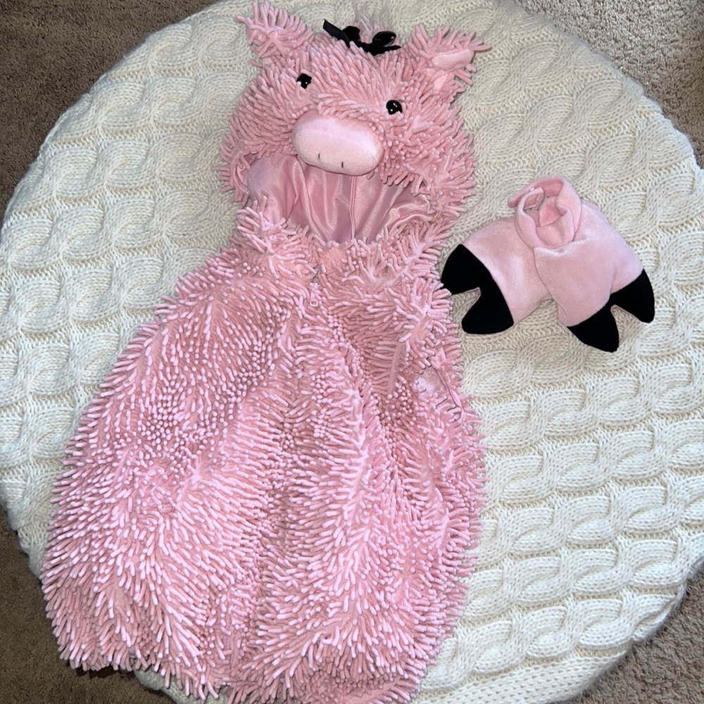 Chenille Soft Squiggly Pig Piglet Deluxe Costume F Zip Toddler Baby Bubble NEW
